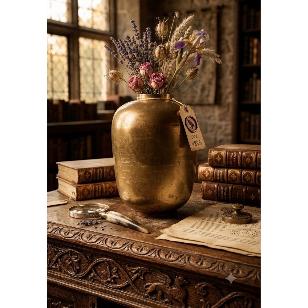 Vintage Solid Brass Vase Ginger Jar Style Heavy Metal Bud‎ Vase Gold Tone Patina